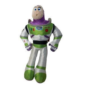 Disney Buzz Lightyear Plush Toy 9" Space Ranger Green & White Satin Fabric